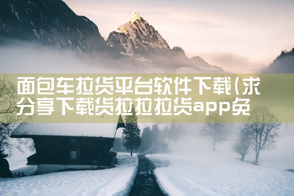 面包车拉货平台软件下载
